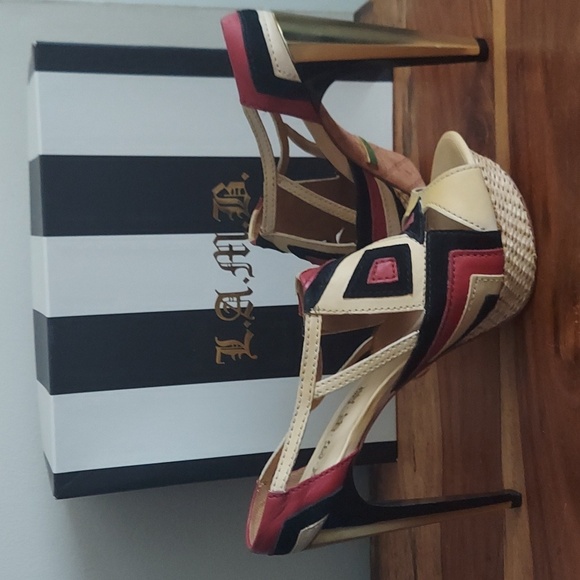 L.A.M.B. 9.5 Gwen Stefani Vail Birdcage Open Toe Platform Heels - Picture 5 of 12